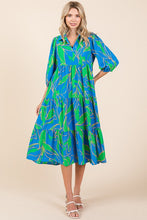 Load image into Gallery viewer, New Summer Tiered Printed Collared Neck Midi Dress – Chic and Sophisticated Midi Dress with Layered Design and Polished Collared Neckline
