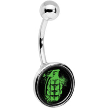 将图片加载到图库查看器，Green Grenade Belly Ring

