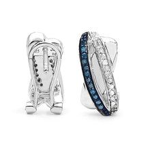 Load image into Gallery viewer, 0.28 Carat Genuine Blue Diamond &amp; White Diamond .925 Sterling Silver Earrings
