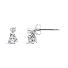 将图片加载到图库查看器，14K White Gold 1/4 Cttw Double Diamond Drop and Dangle Stud Earrings (H-I Color, SI1-SI2 Clarity)
