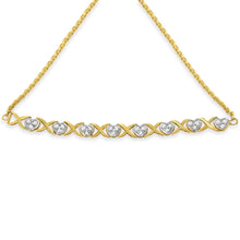 Load image into Gallery viewer, 10K Yellow Gold over .925 Sterling Silver 1/10 Cttw Diamond Heart and X-Link 6â€-9â€ Adjustable Bolo Bracelet (H-I Color, I2-I3 Clarity)
