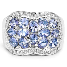 Load image into Gallery viewer, 2.62 Carat Genuine Tanzanite and White Topaz .925 Sterling Silver Ring
