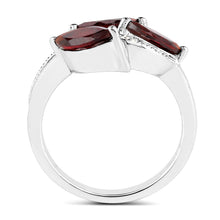 Load image into Gallery viewer, 1.98 Carat Genuine  Garnet and White Topaz .925 Sterling Silver Ring
