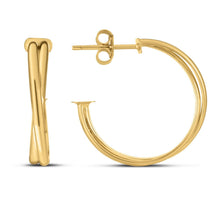将图片加载到图库查看器，14k Yellow Gold Large Crossover Hoops
