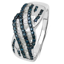 Load image into Gallery viewer, 0.88 Carat Genuine Blue Diamond &amp; White Diamond .925 Sterling Silver Ring
