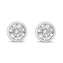 Load image into Gallery viewer, 14K White Gold 1.0 Cttw Lab Grown Diamond Screw-Back Classic Bezel Solitaire Stud Earrings (G-H Color, VS2-SI1 Clarity)
