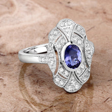 Load image into Gallery viewer, 1.17 Carat Genuine Tanzanite and White Topaz .925 Sterling Silver Ring
