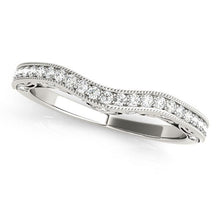 将图片加载到图库查看器，14k White Gold Milgrained Pave Set Curved Diamond Wedding Band (1/5 cttw)
