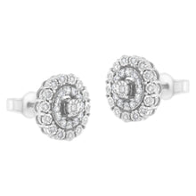 Load image into Gallery viewer, 10KT White Gold 1/2 cttw Double Halo Brilliant Round-Cut Diamond Stud Earrings (I-J Clarity, I2-I3 Color)
