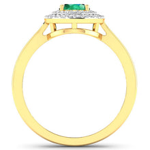 Load image into Gallery viewer, 0.88 Carat Genuine Zambian Emerald  and White Diamond 14K Yellow Gold Ring
