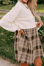 Load image into Gallery viewer, Vintage Plaid Round Neck Long Sleeve Mini Dress Cozy &amp; Stylish Dress Retro Design Dress For Party
