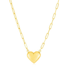将图片加载到图库查看器，14k Yellow Gold Paperclip Chain Necklace with Puffed Heart
