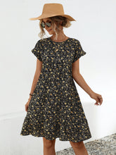 Load image into Gallery viewer, Floral Round Neck Short Sleeve Dress Elegant &amp; Effortless Everyday Style Women Dress
