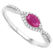 Load image into Gallery viewer, 0.40 Carat Genuine Ruby and White Diamond 14K White Gold Ring
