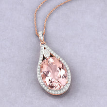 Load image into Gallery viewer, 9.31 Carat Genuine Morganite and White Diamond 14K Rose Gold Pendant
