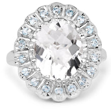 Load image into Gallery viewer, 5.90 Carat Genuine Crystal Quartz and Swiss Blue Topaz .925 Sterling Silver Ring
