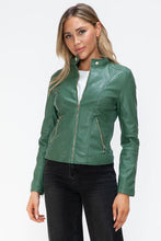 Load image into Gallery viewer, Women Classic Snobbish Faux Leather Zip-Up Drawstring Hooded Jacket Edgy &amp; Casual PU Leather Jacket For Streetwear
