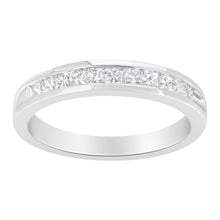 Load image into Gallery viewer, .925 Sterling Silver 1/2 Cttw Princess-Cut Diamond Channel-Set Half-Eternity Wedding or Anniversary Band Ring (H-I Color, I2 Clarity) - Size 6
