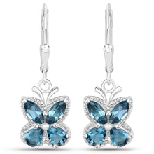 Load image into Gallery viewer, 2.32 Carat Genuine London Blue Topaz .925 Sterling Silver Earrings
