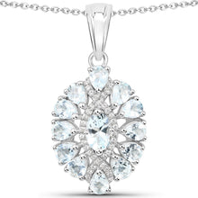 将图片加载到图库查看器，1.89 Carat Genuine Aquamarine and White Topaz .925 Sterling Silver Pendant
