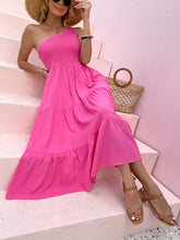 Load image into Gallery viewer, Smocked Single Shoulder Sleeveless Dress Stylish &amp; Comfortable Summer Long Dress Lightweight Dress
