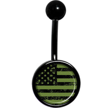 将图片加载到图库查看器，Green American Flag Black Belly Ring
