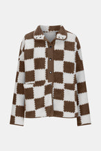Load image into Gallery viewer, Elegant Checkered Snap Down Long Sleeve Teddy Jacket Soft &amp; Warm Colorful Jacket
