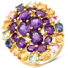 Load image into Gallery viewer, 9.04 Carat Genuine Multi Stones .925 Sterling Silver Ring
