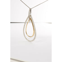 Load image into Gallery viewer, 14K Two-Tone Gold Round Cut Diamond Double Burst Pendant Necklace (1.00 cttw, H-I Color, SI2-I1 Clarity)
