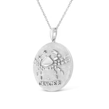 Load image into Gallery viewer, .925 Sterling Silver Diamond Accent Cancer Zodiac Design 18" Pendant Necklace Medallion (K-L Color, I1-I2 Clarity)
