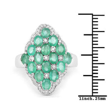 将图片加载到图库查看器，2.68 Carat Genuine Zambian Emerald and White Zircon .925 Sterling Silver Ring
