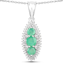 将图片加载到图库查看器，3.52 Carat Genuine Zambian Emerald and White Topaz .925 Sterling Silver 3 Piece Jewelry Set (Ring, Earrings, and Pendant w/ Chain)

