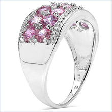 将图片加载到图库查看器，2.00 Carat Genuine Pink Sapphire &amp; White Topaz .925 Sterling Silver Ring
