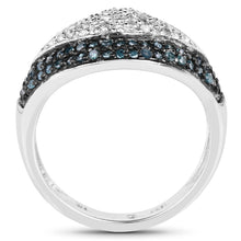 Load image into Gallery viewer, 0.50 Carat Genuine Blue Diamond and White Diamond .925 Sterling Silver Ring
