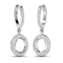 Load image into Gallery viewer, 0.32 Carat Genuine White Diamond 14K White Gold Semi Mount Earrings - holds 8x6mm Oval Gemstones
