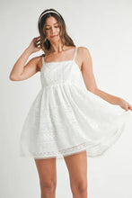 将图片加载到图库查看器，Eyelet Lace Babydoll Mini Cami Dress – Feminine Eyelet Lace Dress, Fluttering, Bohemian Babydoll Silhouette, Breezy Summer Dress, Casual Day Out Dress
