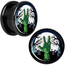 将图片加载到图库查看器，Cemetery Zombie Hand Halloween Black Anodized Plug Set 5/8
