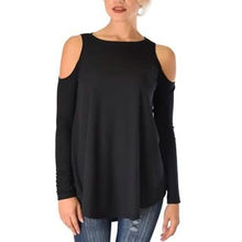 将图片加载到图库查看器，Women's Ribbed Cold-Shoulder Long-Sleeve Top - Assorted Sizes
