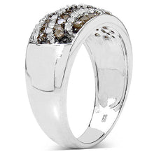 将图片加载到图库查看器，0.64 Carat Genuine Champagne Diamond &amp; White Diamond .925 Sterling Silver Ring
