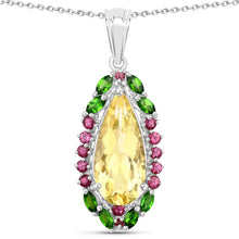 Load image into Gallery viewer, "6.19 Carat Genuine Citrine, Chrome Diopside and Rhodolite Garnet .925 Sterling Silver Pendant
