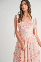 Load image into Gallery viewer, Floral Printed Shoulder Strap Midi Dress For Women – Floral Midi Dress, Shoulder Strap Dress, Ruffled Midi Dress, Feminine Floral Dress, Elegant Occasion Dress

