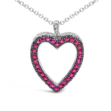 Load image into Gallery viewer, 18K 1/3 Cttw Diamond and Red Ruby Open Heart with Black Rhodium 18" Pendant Necklace (G-H Color, VS2-SI1 Clarity)
