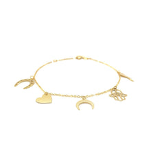 Load image into Gallery viewer, 14k Yellow Gold 7 inch Bracelet with Polished Charms
