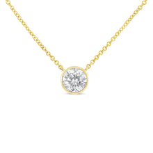 Load image into Gallery viewer, 10K Yellow Gold 1/3 Carat Round Brilliant-Cut Diamond Modern Bezel-Set Solitaire 16"-18" Pendant Necklace (H-I Color, SI2-I1 Clarity)
