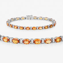 Load image into Gallery viewer, 16.73 Carat Genuine Orange Sapphire and White Diamond 14K White Gold Bracelet
