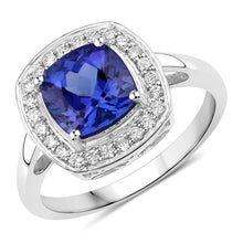 Load image into Gallery viewer, 2.26 Carat Genuine Tanzanite and White Diamond 14K White Gold Ring
