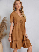 Load image into Gallery viewer, Classic Full Size V-Neck Short Sleeve Dress Casual &amp; Comfortable Dress for Women

