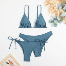 Load image into Gallery viewer, Essential Edge 3-Piece Bikini Set for Women – Solid Color High-Cut Triangle Top Two-Style Bottoms with Side Lace-Up Design &amp; Quick-Drying Comfort – Versatile Women's Swimwear for Summer Pool Beach &amp; Travel
