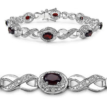 Load image into Gallery viewer, 4.93 Carat Genuine Garnet .925 Sterling Silver Bracelet
