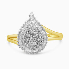 将图片加载到图库查看器，14K Yellow and White Gold 1.00 Cttw Round and Baguette-Cut Diamond Ballerina Cocktail Ring (H-I Color, SI2-I1 Clarity)
